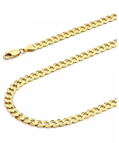 14K Solid Gold Beveled Cuban Link Curb Chains (Select Options) 22 Inches Yellow Gold $520.41 Necklaces