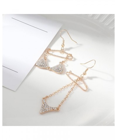 Sexy Rhinestone Bikini Earrings for Women Girls Gold Plated Asymmetric Creative Hanger Shape Chain Sparkly Crystal Cubic Zirc...