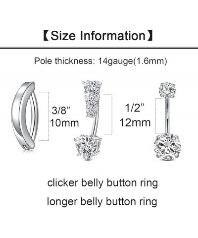 Belly Button Ring Silver Gold Belly Button Rings Surgical Steel Belly Button Ring Clicker Belly Rings for Women Hypoallergeni...