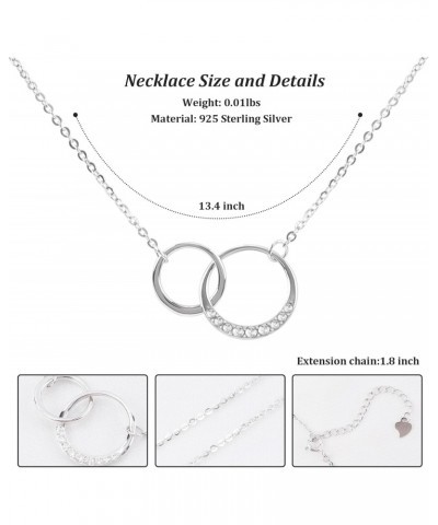 925 Sterling Silver Double Circle Necklace for 21st Birthday, Interlocking Circle Pendant Necklace for Women Rhinestone Rings...