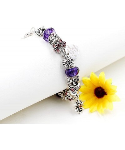 Women's Snake Charm Love Crystal Strand Beaded Bangle Bracelet - A Piece of My Heart is in Heaven Memorial Gifts Y807-Purple ...