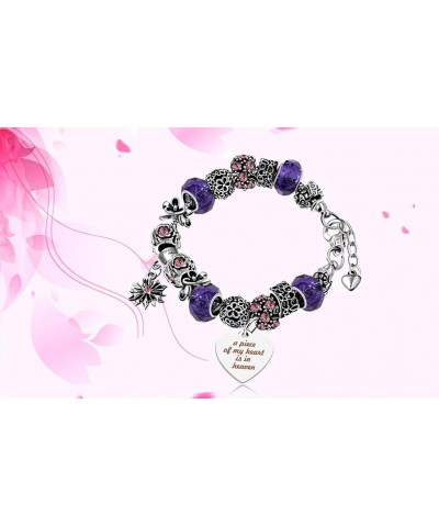 Women's Snake Charm Love Crystal Strand Beaded Bangle Bracelet - A Piece of My Heart is in Heaven Memorial Gifts Y807-Purple ...