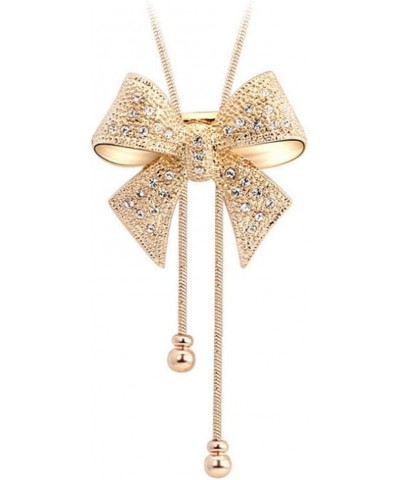 Big Bow Tie Ribbon Pendant Necklace Fashion Jewelry N152,Bow Can Sit High or Low pendant 4*4cm(gold) $10.75 Necklaces