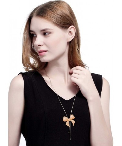 Big Bow Tie Ribbon Pendant Necklace Fashion Jewelry N152,Bow Can Sit High or Low pendant 4*4cm(gold) $10.75 Necklaces