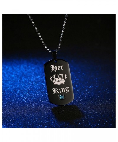 His Queen & Her King Couples Square Pendant Necklaces for Men and Women Black and Gold Color Titanium SN115 Black Pairs with ...