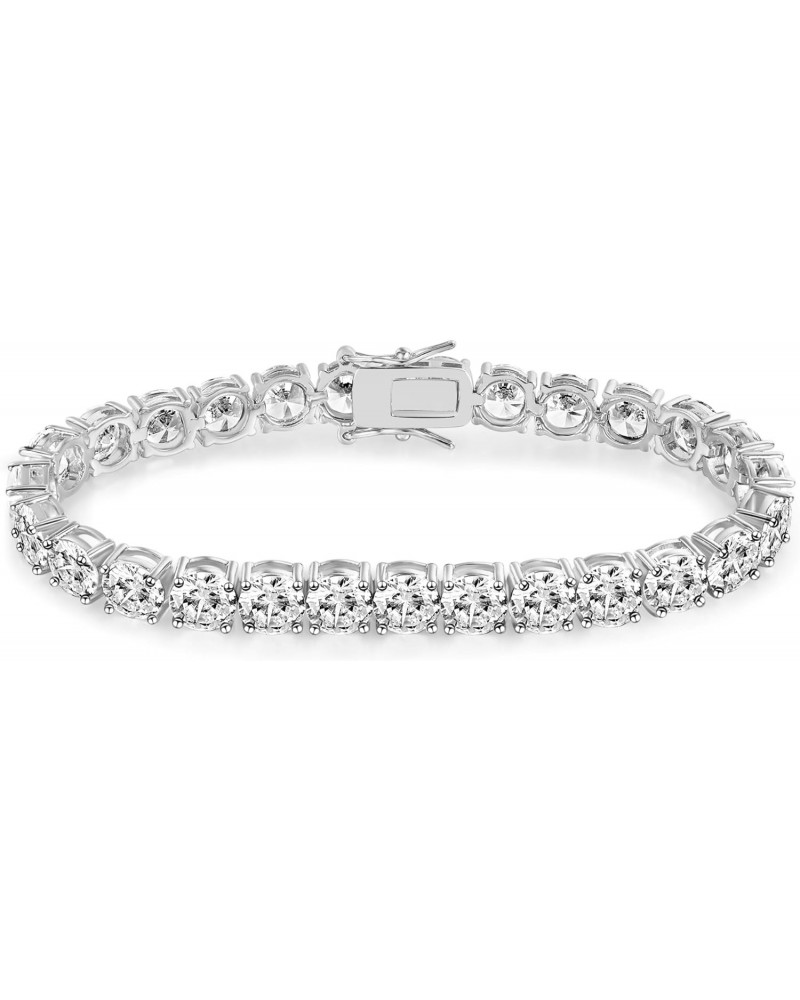 7.0mm Tennis Bracelet,GMESME 18K White Gold Plated 7.0mm Round Cubic Zirconia Classic Tennis Bracelet For Men and Women $12.1...