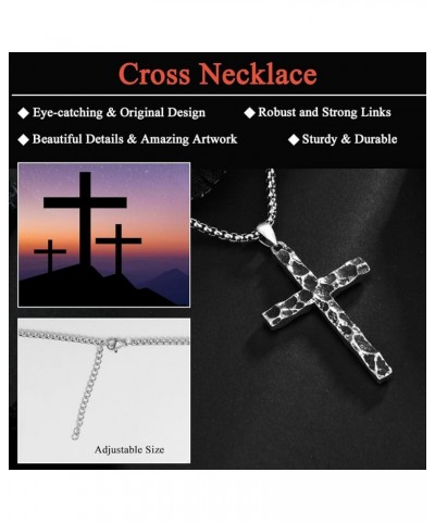 Cross Necklace 925 Sterling Silver Crucifix Pendant Ankh Jewelry for Men Women with 2mm 22"+2" Rolo Chain (with Gift Box) J-O...