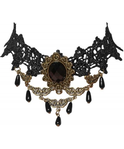 Women‘s Lace Necklace Bracelet Ring Set Gothic Vintage Choker Pendant Black E:2pcs $9.51 Jewelry Sets