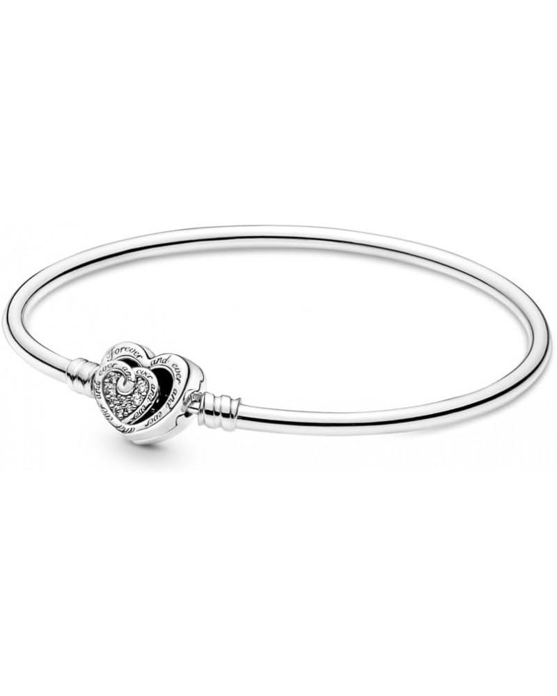 Moments Entwined Infinite Hearts Bangle - Compatible Moments Charms - Cubic Zirconia & Sterling Silver Charm Bracelet for Wom...