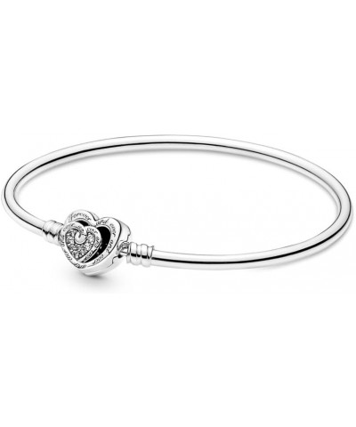 Moments Entwined Infinite Hearts Bangle - Compatible Moments Charms - Cubic Zirconia & Sterling Silver Charm Bracelet for Wom...