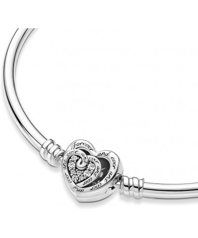 Moments Entwined Infinite Hearts Bangle - Compatible Moments Charms - Cubic Zirconia & Sterling Silver Charm Bracelet for Wom...