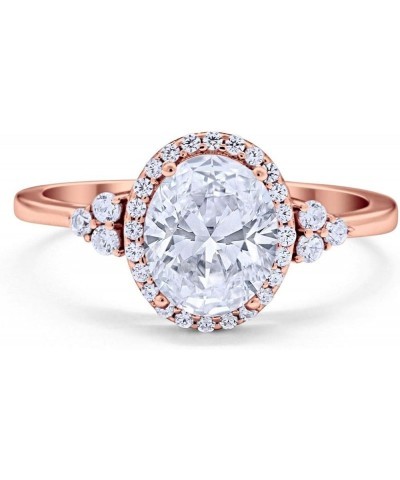 Halo Art Deco Oval Wedding Engagement Ring Cubic Zirconia 925 Sterling Silver Rose Tone, Simulated Cubic Zirconia $11.48 Rings