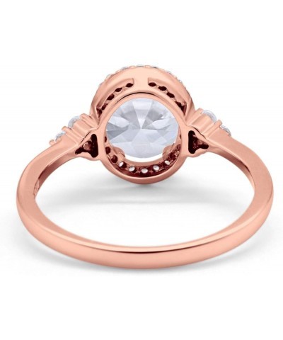 Halo Art Deco Oval Wedding Engagement Ring Cubic Zirconia 925 Sterling Silver Rose Tone, Simulated Cubic Zirconia $11.48 Rings