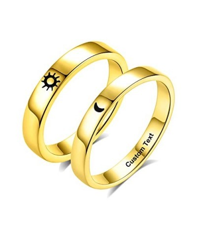 Initial Ring Personalized Sun and Moon Rings Custom Jewelry Stackable Letter Capital Charm Band for Women Friendship Love Thu...