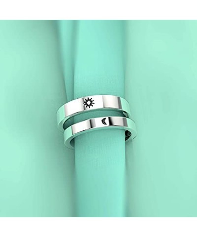 Initial Ring Personalized Sun and Moon Rings Custom Jewelry Stackable Letter Capital Charm Band for Women Friendship Love Thu...