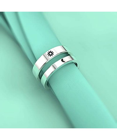 Initial Ring Personalized Sun and Moon Rings Custom Jewelry Stackable Letter Capital Charm Band for Women Friendship Love Thu...