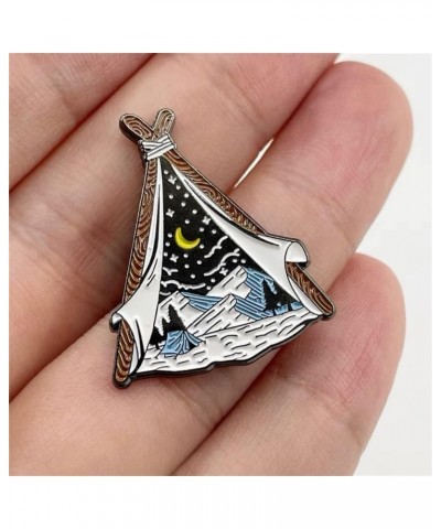 Explore Nature Tent Brooch Starry Moon Star Snow Mountain Forest Enamel Pin Adventure Badge for Hat Jacket Cotton Shirt Skirt...