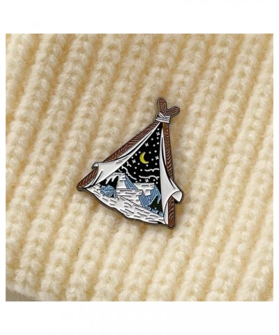 Explore Nature Tent Brooch Starry Moon Star Snow Mountain Forest Enamel Pin Adventure Badge for Hat Jacket Cotton Shirt Skirt...