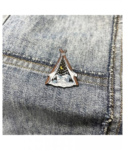 Explore Nature Tent Brooch Starry Moon Star Snow Mountain Forest Enamel Pin Adventure Badge for Hat Jacket Cotton Shirt Skirt...