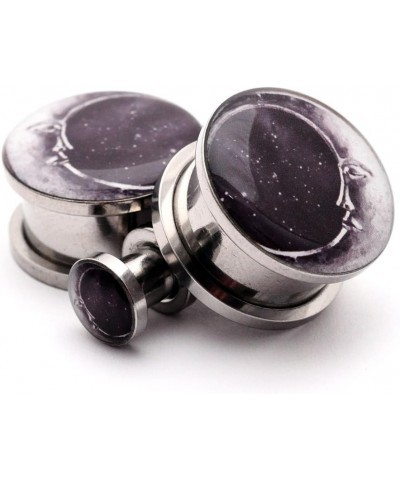 Screw on Plugs - Moon Style 2 Picture Plugs - Sold As a Pair 1" (25mm) $9.32 Body Jewelry