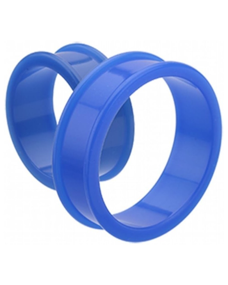 Supersize Flexible Silicone Double Flared Ear Gauge Tunnel Plug Earrings 1-3/4" (44mm), Blue $12.25 Body Jewelry