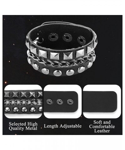 9Pcs Spiked Studded Punk Bracelet Leather Rivet Bracelet Adjustable Goth Cuff Bangle Snap Button Metal Wristband for Men Wome...