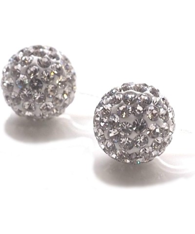 Bridal Wedding Rhinestone Crystal Clear Pave Ball Invisible Clip On Stud Earrings Silver-Tone non Pierced 10 mm $16.74 Earrings