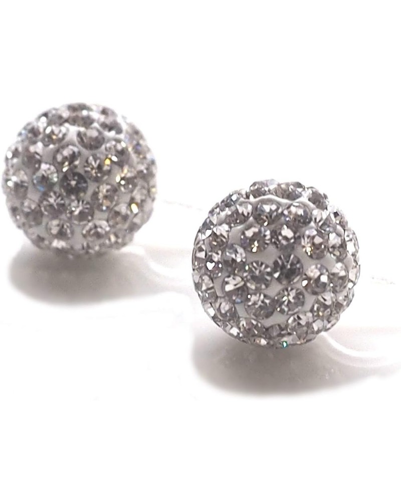 Bridal Wedding Rhinestone Crystal Clear Pave Ball Invisible Clip On Stud Earrings Silver-Tone non Pierced 10 mm $16.74 Earrings