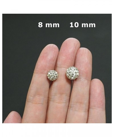 Bridal Wedding Rhinestone Crystal Clear Pave Ball Invisible Clip On Stud Earrings Silver-Tone non Pierced 10 mm $16.74 Earrings