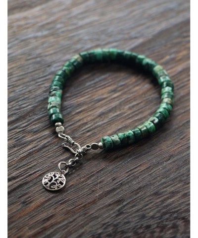 Turquoise Bracelet For Women And Men Tree Of Life Charm 925 Silver Bracelets Healing Anxiety Green Crystal Stone Beaded Jewel...