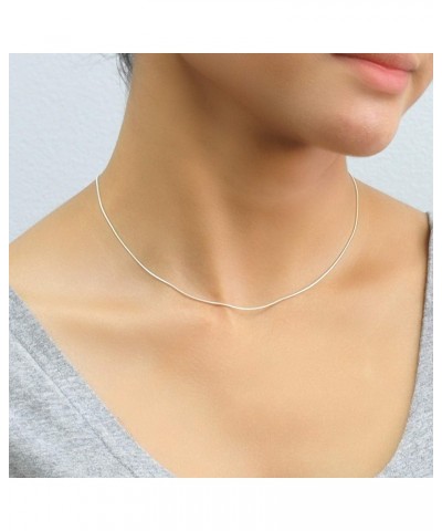 Sterling Silver Necklace 0.8mm High Polished Round Snake Chain Necklace (14, 16, 18, 20, 22, 24, 30 Inch) 18.0 Inches $13.29 ...