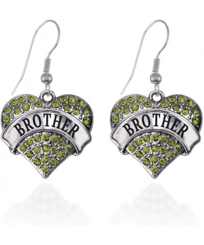 Silver Pave Heart Charm French Hook Drop Earrings with Cubic Zirconia Jewelry Brother Green $11.79 Earrings