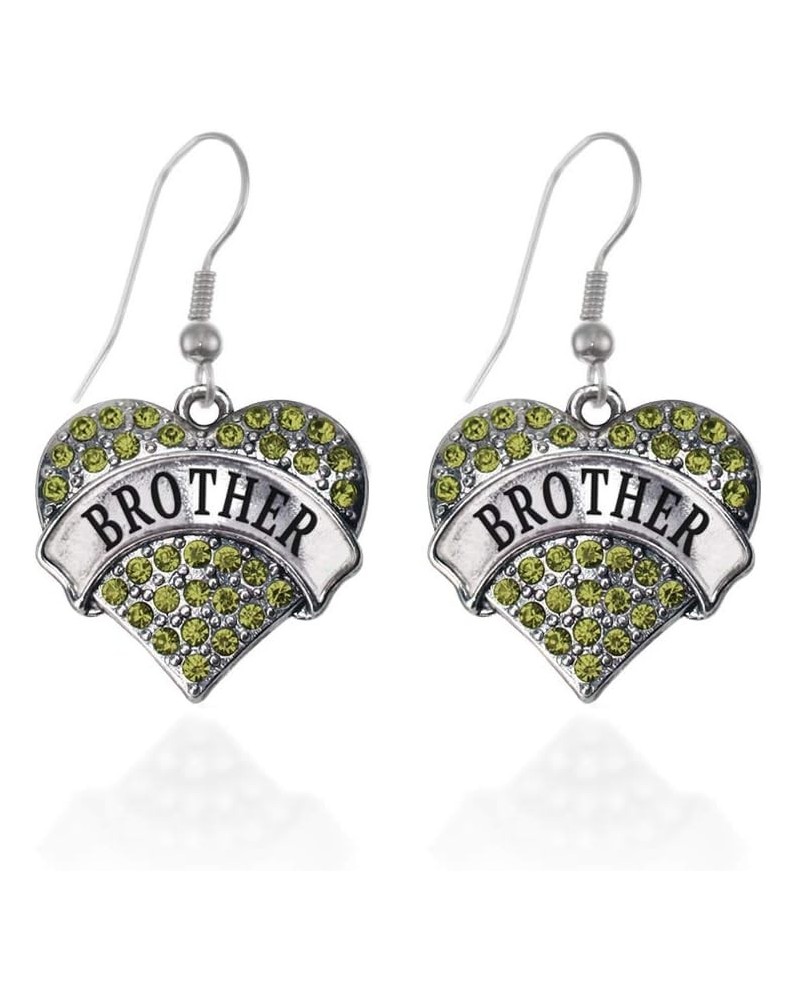 Silver Pave Heart Charm French Hook Drop Earrings with Cubic Zirconia Jewelry Brother Green $11.79 Earrings