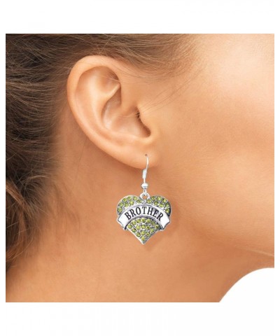 Silver Pave Heart Charm French Hook Drop Earrings with Cubic Zirconia Jewelry Brother Green $11.79 Earrings