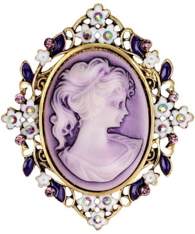 Extra Large Vintage Design Queen Style Princess Lady Rhinestone Brooch Pin Purple Cameo $13.65 Brooches & Pins