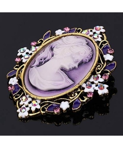 Extra Large Vintage Design Queen Style Princess Lady Rhinestone Brooch Pin Purple Cameo $13.65 Brooches & Pins