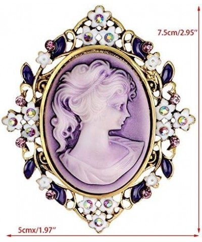 Extra Large Vintage Design Queen Style Princess Lady Rhinestone Brooch Pin Purple Cameo $13.65 Brooches & Pins