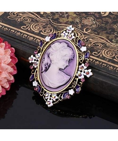 Extra Large Vintage Design Queen Style Princess Lady Rhinestone Brooch Pin Purple Cameo $13.65 Brooches & Pins