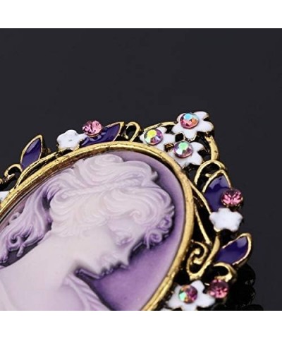 Extra Large Vintage Design Queen Style Princess Lady Rhinestone Brooch Pin Purple Cameo $13.65 Brooches & Pins