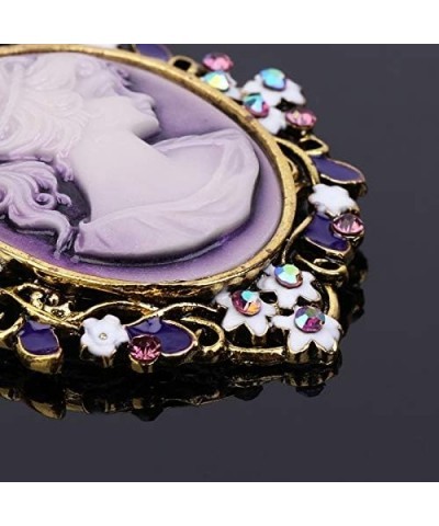 Extra Large Vintage Design Queen Style Princess Lady Rhinestone Brooch Pin Purple Cameo $13.65 Brooches & Pins