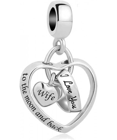 I Love You to the Moon and Back Dangle Heart Birthday Charms Compatible with Pandora Charm Bracelets Necklace for Mom Daughte...