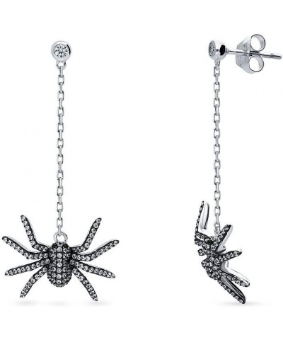 Sterling Silver Spider Cubic Zirconia CZ Fashion Dangle Drop Earrings for Women, Rhodium Plated $22.87 Earrings