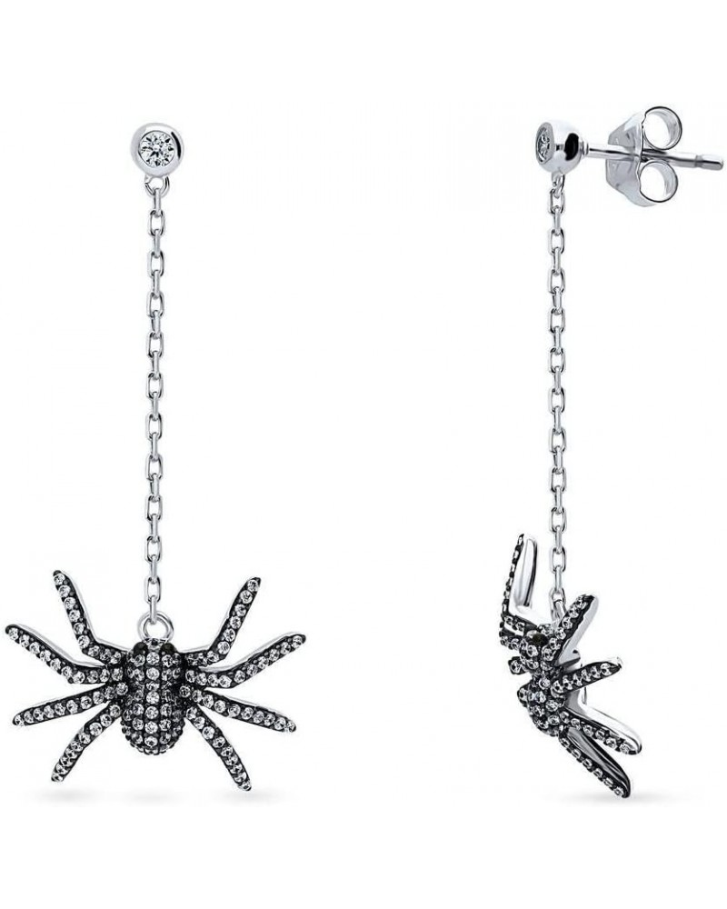 Sterling Silver Spider Cubic Zirconia CZ Fashion Dangle Drop Earrings for Women, Rhodium Plated $22.87 Earrings