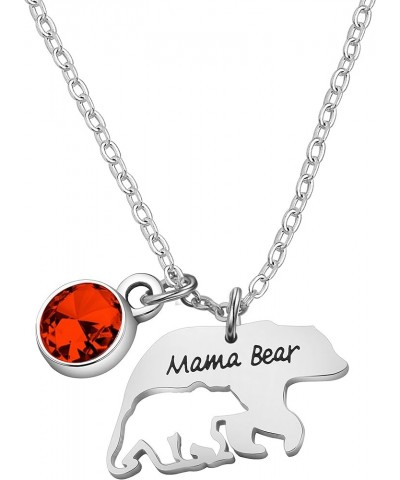 Mama Bear Necklace Mom Necklace Mothers Day Gifts Mama and Baby Bear Necklace with 12 Months Birthstone Birthday Gift Family ...