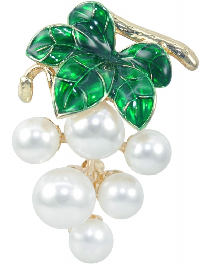 Gold Tone Cream Simulated Pearl Fruit Grapes Brooch Pin $10.97 Brooches & Pins