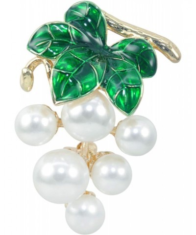 Gold Tone Cream Simulated Pearl Fruit Grapes Brooch Pin $10.97 Brooches & Pins