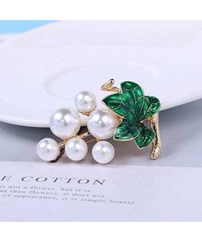 Gold Tone Cream Simulated Pearl Fruit Grapes Brooch Pin $10.97 Brooches & Pins