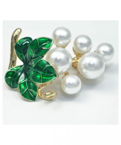 Gold Tone Cream Simulated Pearl Fruit Grapes Brooch Pin $10.97 Brooches & Pins