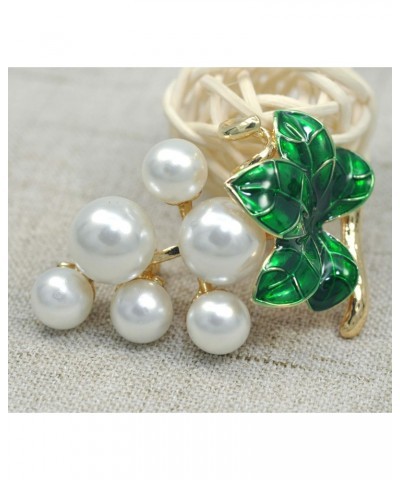 Gold Tone Cream Simulated Pearl Fruit Grapes Brooch Pin $10.97 Brooches & Pins