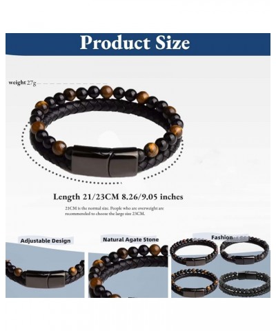 4Pcs Natural Agate Stone Leather Beaded Bracelet, Natural Agate Stone Bracelet,Natural Stone Bracelet 21CM $11.75 Bracelets